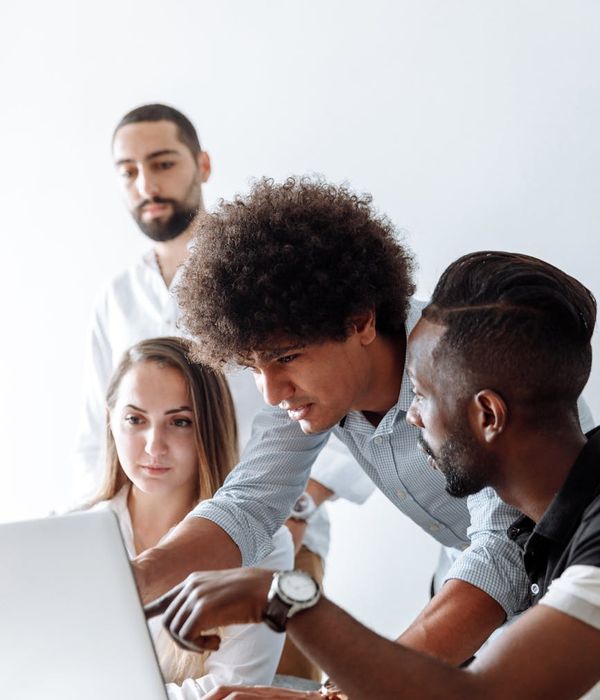 Tech startup team collaborating on innovative solutions